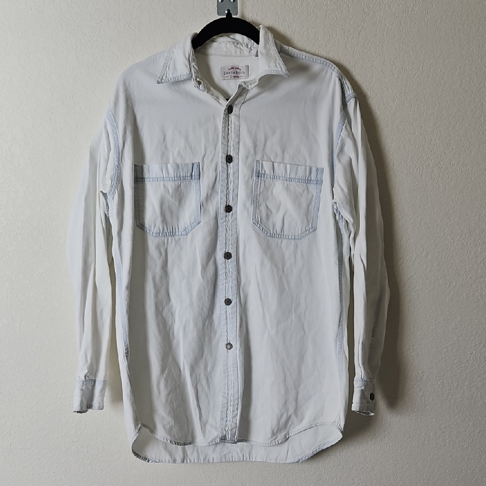 White Denim 100% Cotton Long Sleeve Shirt